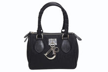 画像をギャラリービューアに読み込む, 極美品 Christian Dior クリスチャンディオール ガリアーノ期 トロッター柄 ミニハンドバッグ 04-BO-0018 ナイロンキャンバス レザー ブラック 中古 4b010101