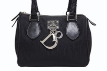 画像をギャラリービューアに読み込む, 極美品 Christian Dior クリスチャンディオール ガリアーノ期 トロッター柄 ミニハンドバッグ 04-BO-0018 ナイロンキャンバス レザー ブラック 中古 4b010101