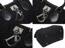 画像をギャラリービューアに読み込む, 極美品 Christian Dior クリスチャンディオール ガリアーノ期 トロッター柄 ミニハンドバッグ 04-BO-0018 ナイロンキャンバス レザー ブラック 中古 4b010101