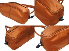 画像をギャラリービューアに読み込む, 極美品 PRADA プラダ ハンドバッグ トライアングルロゴ イタリア製 サテン レザー オレンジ シルバー金具 中古 4b010102