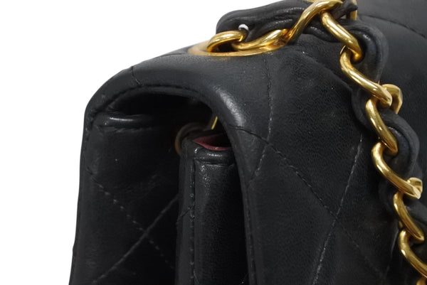 極美品 CHANEL シャネル ミニマトラッセ17 Sフラップ Sチェーンショルダーバッグ 2番台 ラムスキン ココマーク ブラック 中古 4b010113