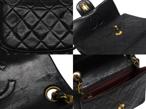 極美品 CHANEL シャネル ミニマトラッセ17 Sフラップ Sチェーンショルダーバッグ 2番台 ラムスキン ココマーク ブラック 中古 4b010113