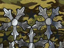 画像をギャラリービューアに読み込む, 極美品 CHROME HEARTS クロムハーツ 半袖Tシャツ カモ スタースクロールラベルプリント 2000-2020s コットン サイズL 中古 4b010121