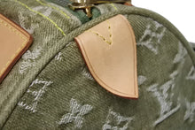 画像をギャラリービューアに読み込む, 極美品 LOUIS VUITTON ルイヴィトン ハンドバッグ デニム ネオスピーディ M95215 モノグラムデニム カーキ ゴールド金具 中古 4b010132