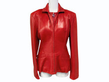 画像をギャラリービューアに読み込む, Christian Dior クリスチャンディオール レザージャケット 7E14020011 レッド サイズ6 美品 中古 4b010151