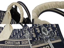画像をギャラリービューアに読み込む, 極美品 CHRISTIAN DIOR クリスチャンディオール ブックトート スモール ハンドバッグ M1325CZBB_M928 ネイビー オブリーク柄 中古 4b010153