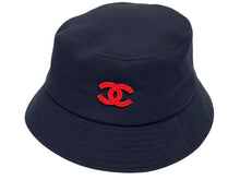 画像をギャラリービューアに読み込む, CHANEL シャネル バケットハット ココマーク ビーズ 95955090 ネイビーコ 紺 シルク 100% ランク 美品 中古 4b010157