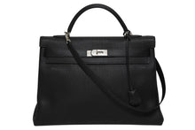 画像をギャラリービューアに読み込む, 新品同様 HERMES エルメス ケリー 40 ハンドバッグ 2WAY ブラック 内縫い トゴ シルバー金具 ◻︎H刻印 中古 4b010164