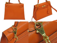 画像をギャラリービューアに読み込む, 極美品 HERMES エルメス ケリー25 2WAY ショルダーバッグ 外縫 ◻︎F刻印 シェーブル オレンジ ゴールド金具 中古 4b010169