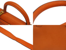 画像をギャラリービューアに読み込む, 極美品 HERMES エルメス ケリー25 2WAY ショルダーバッグ 外縫 ◻︎F刻印 シェーブル オレンジ ゴールド金具 中古 4b010169