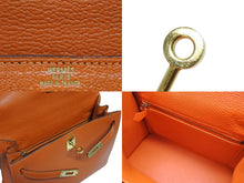 画像をギャラリービューアに読み込む, 極美品 HERMES エルメス ケリー25 2WAY ショルダーバッグ 外縫 ◻︎F刻印 シェーブル オレンジ ゴールド金具 中古 4b010169