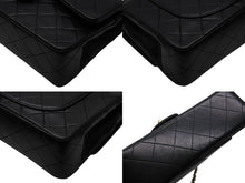 画像をギャラリービューアに読み込む, CHANEL シャネル マトラッセ23 Wフラップ Wチェーンショルダーバッグ 1番台 ラムスキン ココマーク ブラック 美品 中古 4b010170
