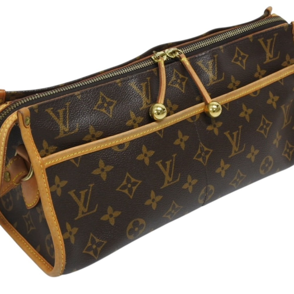LOUIS VUITTON Popincourt Long Shoulder Bag M40008 Tanned Leather Gold Hardware Brown Good Condition Used 4b010175