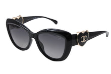画像をギャラリービューアに読み込む, CHANEL シャネル サングラス アイウェア サイズ54□18 140 622/S8 ココマーク ハート ブラック ゴールド 美品 中古 4b010182