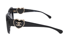画像をギャラリービューアに読み込む, CHANEL シャネル サングラス アイウェア サイズ54□18 140 622/S8 ココマーク ハート ブラック ゴールド 美品 中古 4b010182
