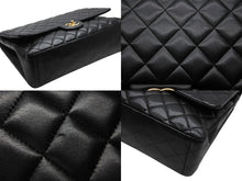 画像をギャラリービューアに読み込む, 極美品 CHANEL シャネル マトラッセ33 Wフラップ Wチェーン ショルダーバッグ 15番台 ラムスキン ブラック ゴールド金具 中古 4b010200