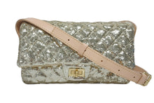 画像をギャラリービューアに読み込む, CHANEL シャネル ショルダーバッグ 13番台 ココマーク スパンコール ストロー ゴールド ベージュ マットゴールド金具 美品 中古 4b010207