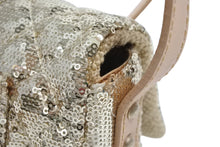 画像をギャラリービューアに読み込む, CHANEL シャネル ショルダーバッグ 13番台 ココマーク スパンコール ストロー ゴールド ベージュ マットゴールド金具 美品 中古 4b010207