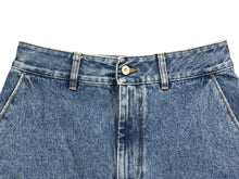 画像をギャラリービューアに読み込む, LOEWE ロエベ アナグラム ロゴ レザーパッチ ショートパンツ S359Y11XB9 ブルー 青 コットン サイズ 40 良品 中古 4b010221