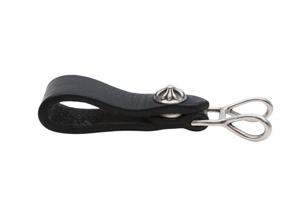 CHROME HEARTS クロムハーツ BELT LOOP ベルトループ クロスボールボタン シルバー925 レザー ブラック 美品 中古 4b010222