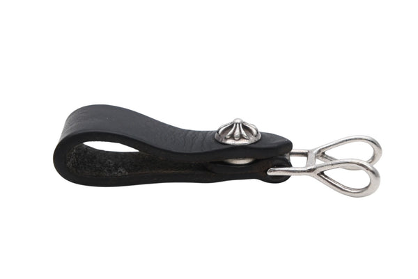 CHROME HEARTS クロムハーツ BELT LOOP ベルトループ クロスボールボタン シルバー925 レザー ブラック 美品 中古 4b010222