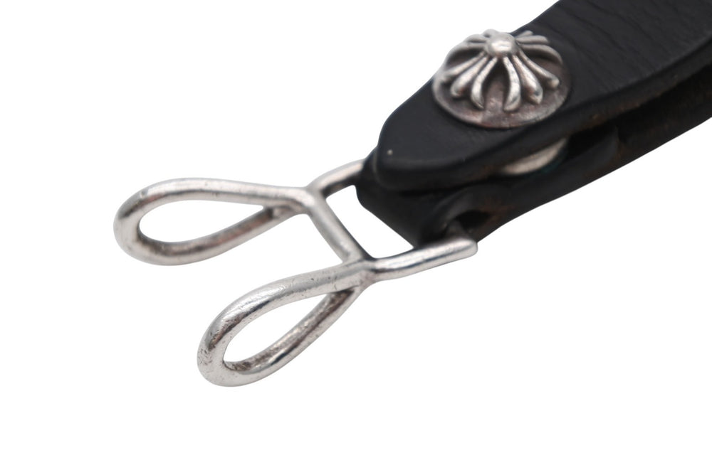 CHROME HEARTS クロムハーツ BELT LOOP ベルトループ クロスボールボタン シルバー925 レザー ブラック 美品 中古 4b010222
