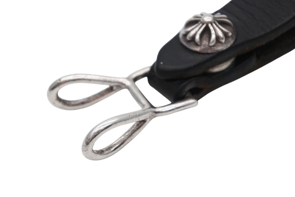 CHROME HEARTS クロムハーツ BELT LOOP ベルトループ クロスボールボタン シルバー925 レザー ブラック 美品 中古 4b010222