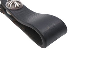 CHROME HEARTS クロムハーツ BELT LOOP ベルトループ クロスボールボタン シルバー925 レザー ブラック 美品 中古 4b010222