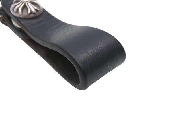 CHROME HEARTS クロムハーツ BELT LOOP ベルトループ クロスボールボタン シルバー925 レザー ブラック 美品 中古 4b010222
