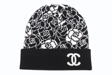 画像をギャラリービューアに読み込む, CHANEL シャネル ニットキャップ ビーニー カメリア AA9508B14321 ココマーク カシミヤ シルク ブラック 美品 中古 4b010225
