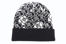 画像をギャラリービューアに読み込む, CHANEL シャネル ニットキャップ ビーニー カメリア AA9508B14321 ココマーク カシミヤ シルク ブラック 美品 中古 4b010225