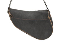 画像をギャラリービューアに読み込む, Christian Dior クリスチャンディオール デニム サドルバッグ ワンショルダーバッグ レザー グレー ピンク ジョンガリアーノ期 中古 美品 4b010230