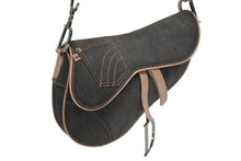 画像をギャラリービューアに読み込む, Christian Dior クリスチャンディオール デニム サドルバッグ ワンショルダーバッグ レザー グレー ピンク ジョンガリアーノ期 中古 美品 4b010230