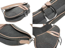 画像をギャラリービューアに読み込む, Christian Dior クリスチャンディオール デニム サドルバッグ ワンショルダーバッグ レザー グレー ピンク ジョンガリアーノ期 中古 美品 4b010230