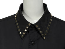 画像をギャラリービューアに読み込む, 極美品 Valentino ヴァレンチノ 襟ロック スタッズ ナイロンジャケット ブラック ナイロン サイズ 48 ブラック金具 中古 4b010237