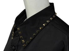画像をギャラリービューアに読み込む, 極美品 Valentino ヴァレンチノ 襟ロック スタッズ ナイロンジャケット ブラック ナイロン サイズ 48 ブラック金具 中古 4b010237
