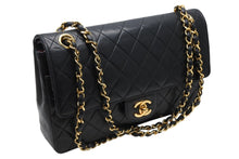 画像をギャラリービューアに読み込む, CHANEL シャネル マトラッセ25 Wフラップ Wチェーンショルダーバッグ 0番台 ラムスキン ココマーク ブラック ゴールド金具 美品 中古 4b010262