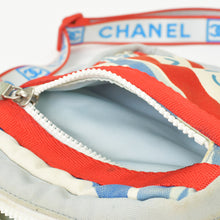 画像をギャラリービューアに読み込む, CHANEL シャネル ココマーク スポーツライン ミニショルダーバッグ ポーチ 10番台 レッド ホワイト ライトブルー キャンバス 良品 中古 4b010267