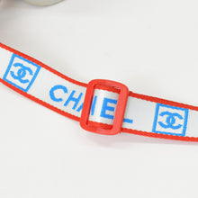 画像をギャラリービューアに読み込む, CHANEL シャネル ココマーク スポーツライン ミニショルダーバッグ ポーチ 10番台 レッド ホワイト ライトブルー キャンバス 良品 中古 4b010267