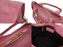 画像をギャラリービューアに読み込む, BALENCIAGA バレンシアガ ザ ジャイアント シティ ハンドバッグ 002123 ピンク 美品 中古 4b010272
