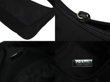 画像をギャラリービューアに読み込む, 極美品 PRADA プラダ ホーボー ハンドバッグ MV515 トライアングルロゴ 三角ロゴプレート ナイロン ブラック 中古 4b010274