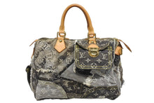 画像をギャラリービューアに読み込む, LOUIS VUITTON ルイヴィトン スピーディ30 ハンドバッグ M95381 モノグラム デニム パッチワーク ゴールド金具 良品 中古 4b010276