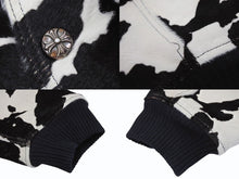 画像をギャラリービューアに読み込む, 極美品 CHROME HEARTS クロムハーツ ポニーヘア レザーボンバージャケット ブラック ホワイト サイズXL 中古 4b010280