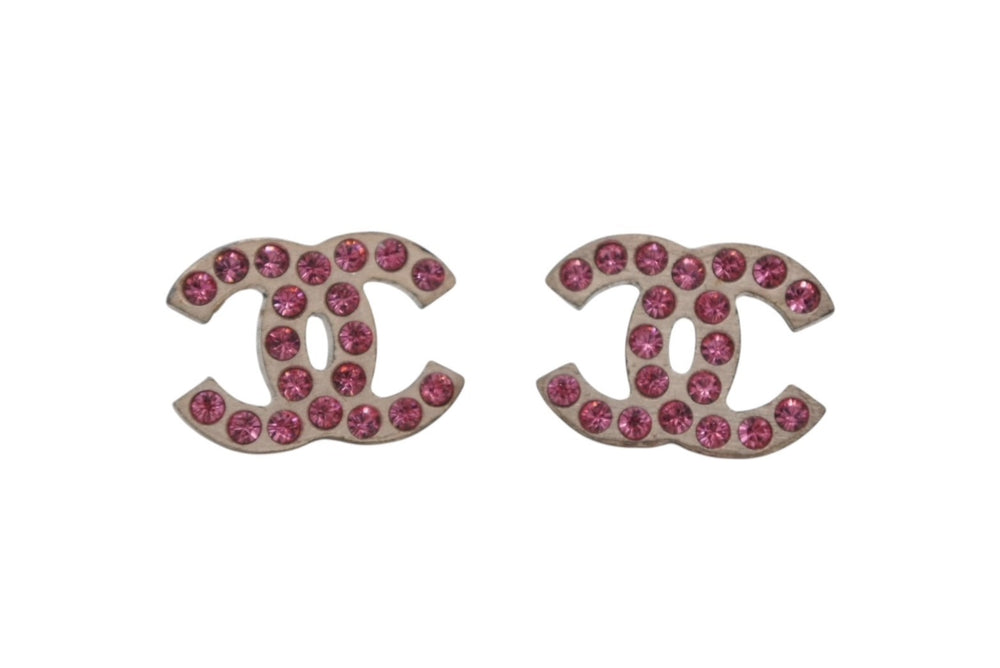 CHANEL シャネル ココマーク ピアス 重量約3.2g 06P刻印 ラインストーン メタル GP ゴールド ピンク クリア 両耳用 良品 中古 4b010283