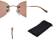 Load image into Gallery viewer, CHANEL シャネル リムレス サングラス 4003 イタリア製 メタル ブラウン ピンクゴールド金具 ブラウン サイズ53◻︎19 美品 中古 4b010285