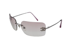 Load image into Gallery viewer, 極美品 CHANEL シャネル リムレス サングラス メガネ ラインストーン ココマーク メタル ラインストーン 62◻︎17 ピンク シルバー金具 中古 4b010292