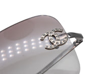 Load image into Gallery viewer, 極美品 CHANEL シャネル リムレス サングラス メガネ ラインストーン ココマーク メタル ラインストーン 62◻︎17 ピンク シルバー金具 中古 4b010292
