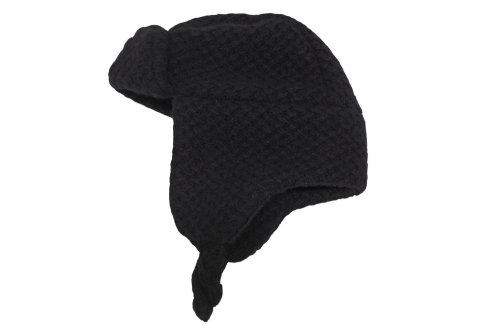 New and unused CHANEL Coco Neige Flight Cap Pilot Cap Black 25 Years Faux Fur Suede Used 4b010303