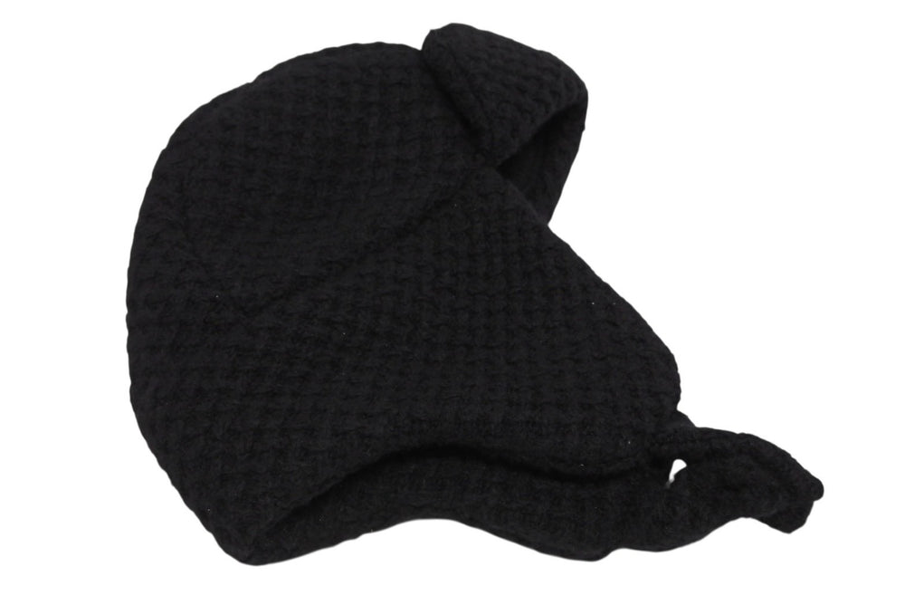 New and unused CHANEL Coco Neige Flight Cap Pilot Cap Black 25 Years Faux Fur Suede Used 4b010303