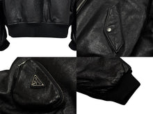 画像をギャラリービューアに読み込む, 極美品 PRADA プラダ 21AW Nappa Leather Bomber Jacket ボンバージャケット MA-1 UPW399 ナッパレザー ブラック 中古 4b010304